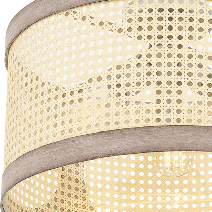 Quoizel Syrah 3 Light Semi-Flush Mount, Brushed Nickel/Rattan
