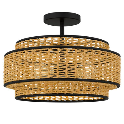 Quoizel Teton 3-Lt Matte Black Semi-Flush Mount, Matte Black - TET1716MBK