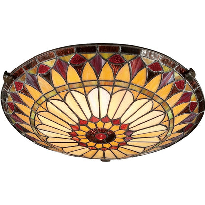 Quoizel 2 Light Tiffany Flush Light, Vintage Bronze