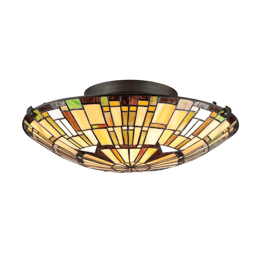 Quoizel 2 Light Tiffany Flush Mount in Vintage Bronze