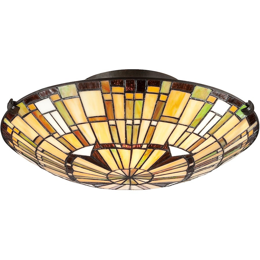 Quoizel 2 Light Tiffany Flush Mount in Vintage Bronze