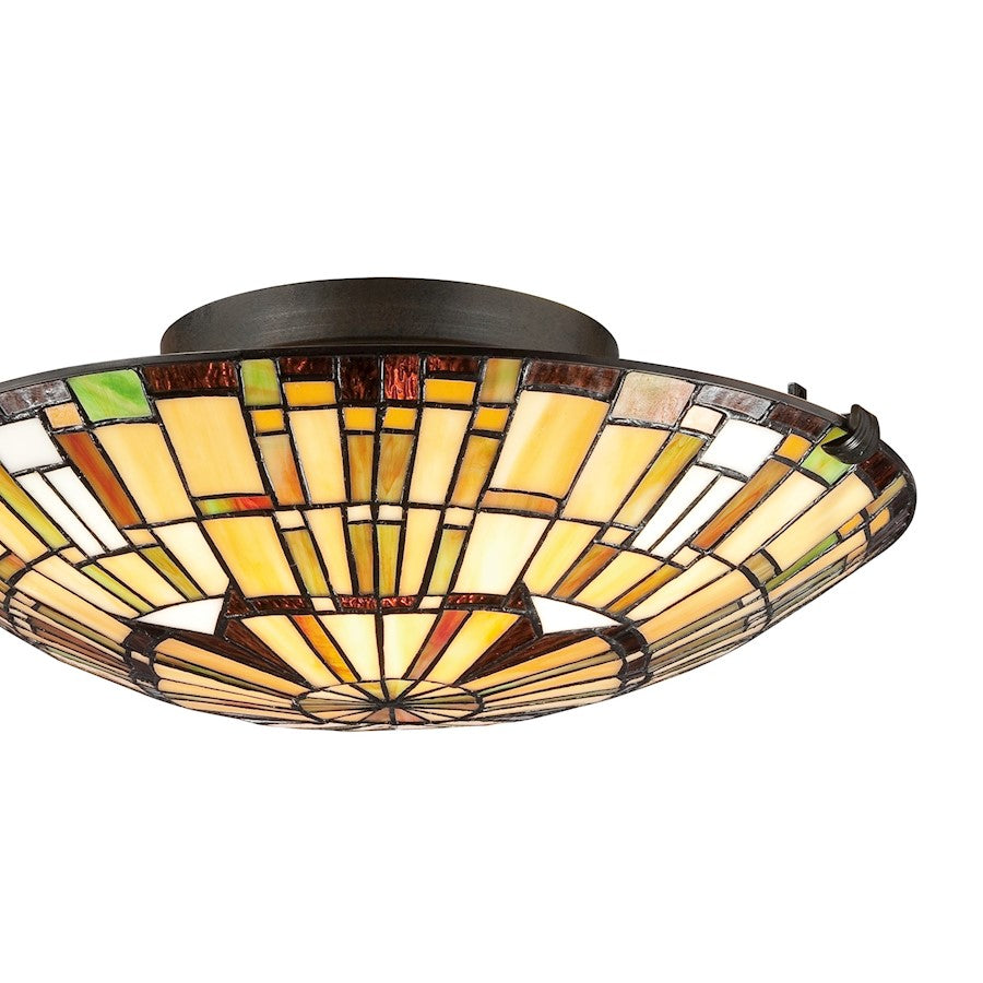 Quoizel 2 Light Tiffany Flush Mount in Vintage Bronze