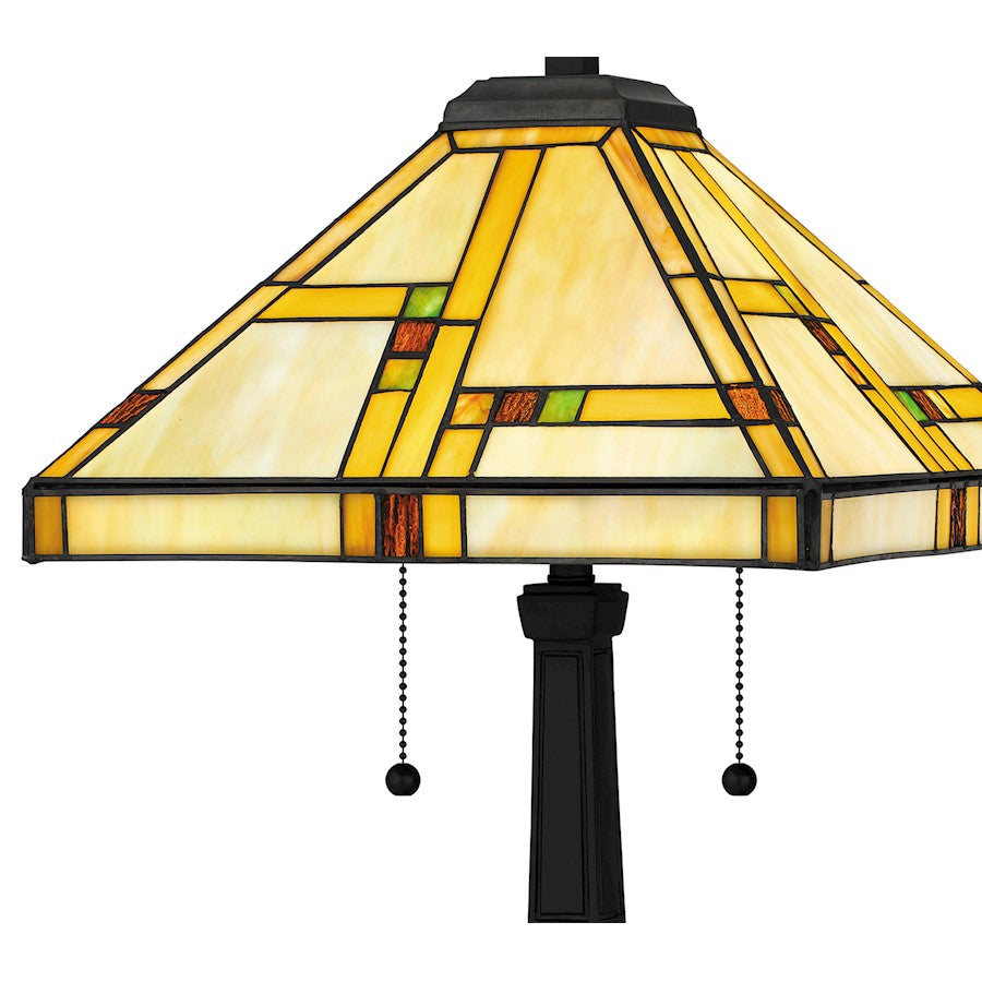 Tiffany 24" Table Lamp, Matte Black/Multicolor Art