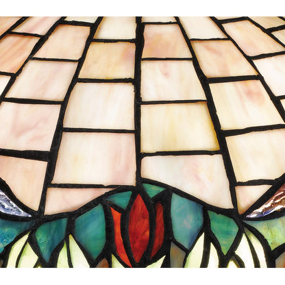 Tiffany Table Lamp, Matte Black/Multicolor Art