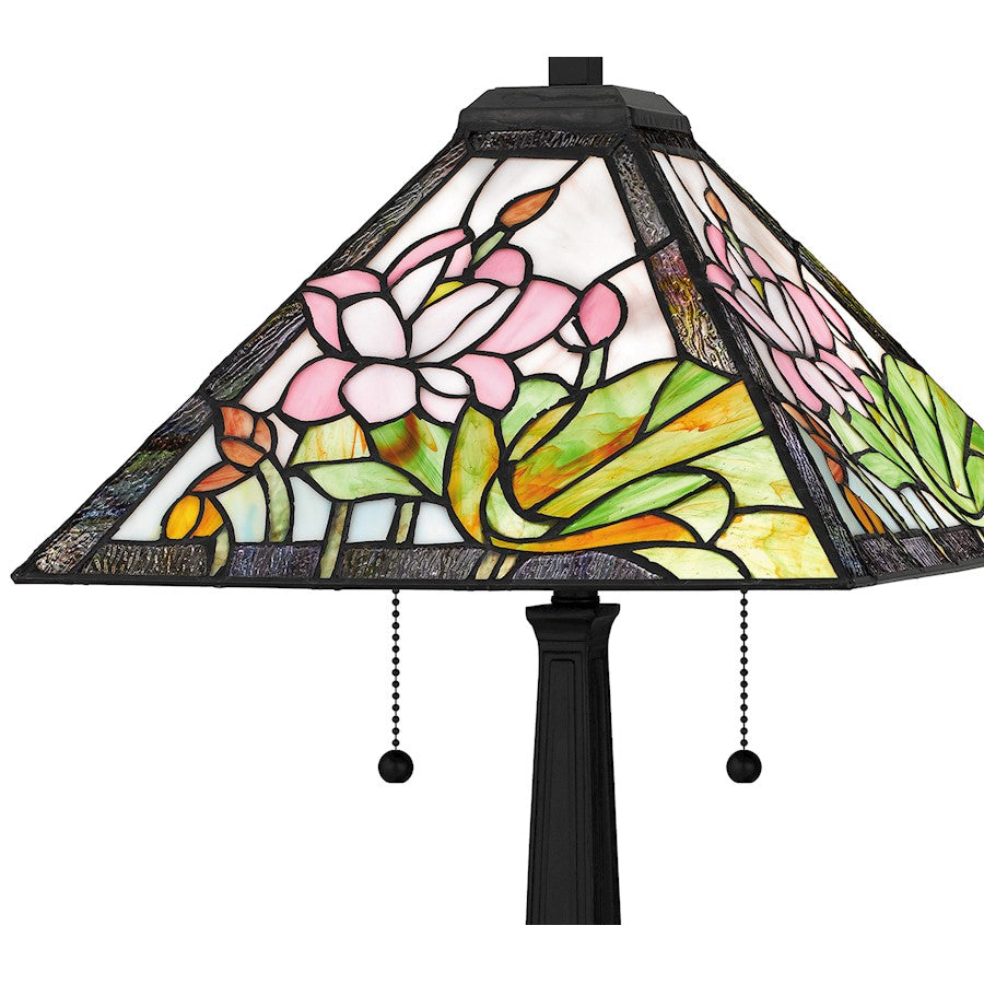 Herron 23" Table Lamp, Matte Black/Multicolor Art