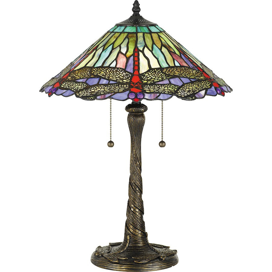 Skimmer Table Lamp, Multicolor Tiffany Glass