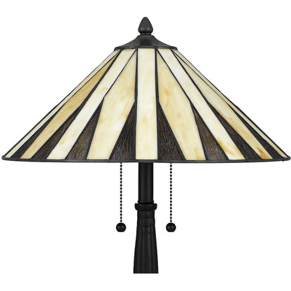 Legend Table Lamp, Matte Black/Multicolor Art Glass