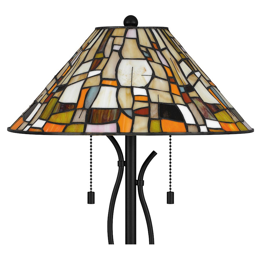 Stinson Table Lamp, Matte Black/Multicolor Art Glass