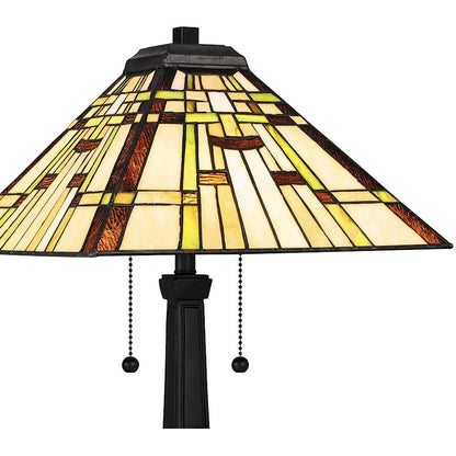 Mill Run Table Lamp, Black/Multicolor Art Glass