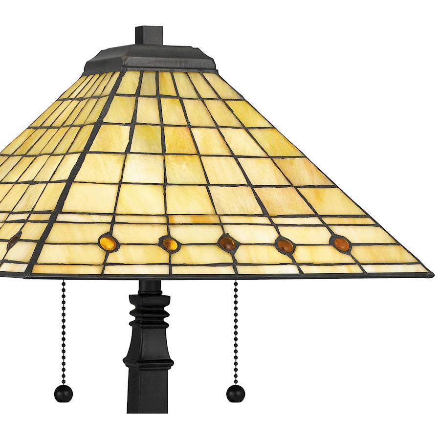Braden Table Lamp, Matte Black/Multicolor Art Glass