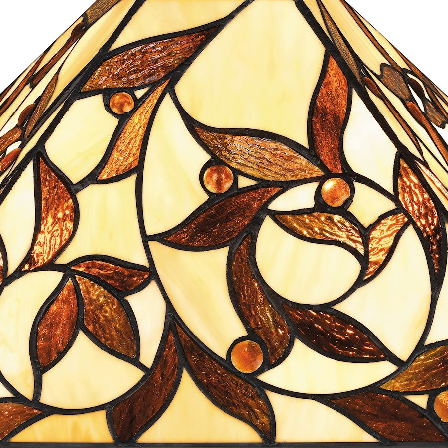 Zion Table Lamp, Matte Black/Multicolor Art Glass