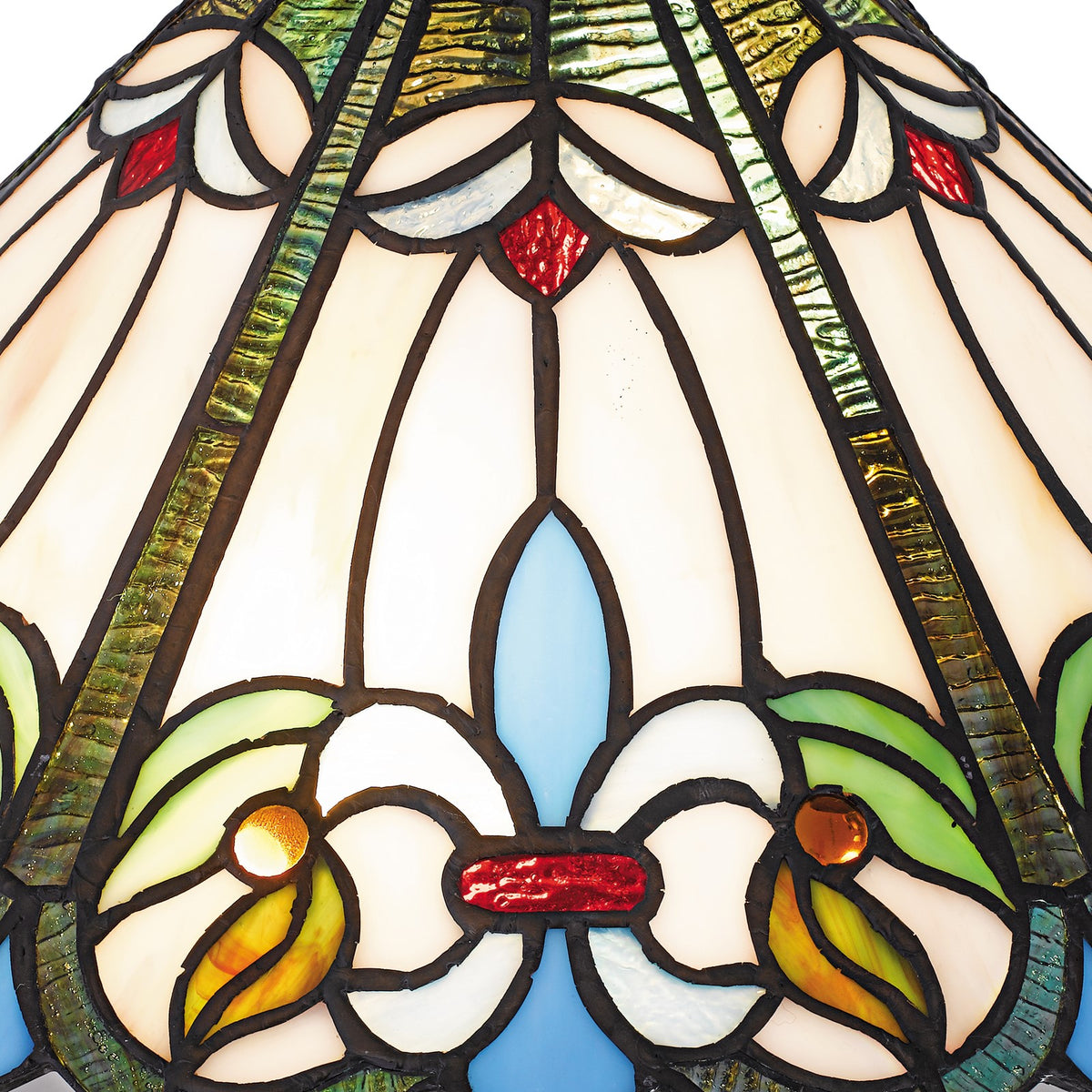Quoizel Giles 16in 2-Light Table Lamp | Tiffany Matte Black and Multicolor Art Glass | Bedroom & Living Room | 16 x 16 x 25 in | Model TF6764MBK