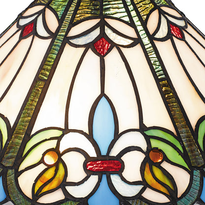 Quoizel Giles 16in 2-Light Table Lamp | Tiffany Matte Black and Multicolor Art Glass | Bedroom & Living Room | 16 x 16 x 25 in | Model TF6764MBK