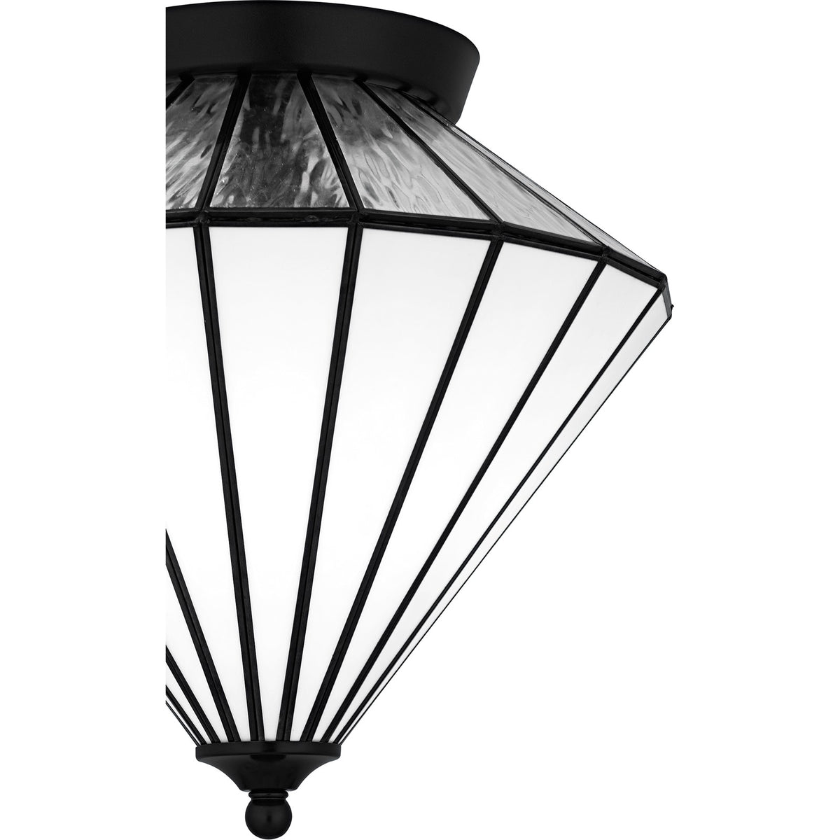 Quoizel Liam 15in 3-Light Flush Mount | Tiffany Matte Black and Multicolor Art Glass | Hallway & Entryway | 15.25 x 15.25 x 15 in | Model TF6812MBK