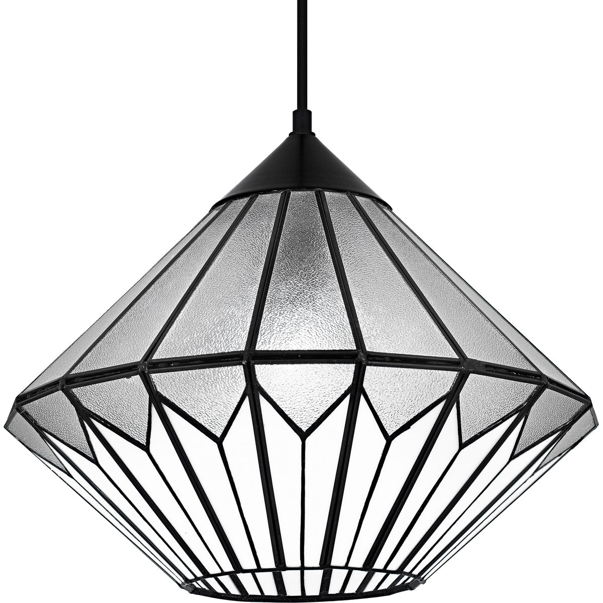 Quoizel Olivier 15in 1-Light Pendant | Tiffany Matte Black and Multicolor Art Glass | Dining Room & Entryway | 15 x 15 x 12.75 in | Model TF6813MBK