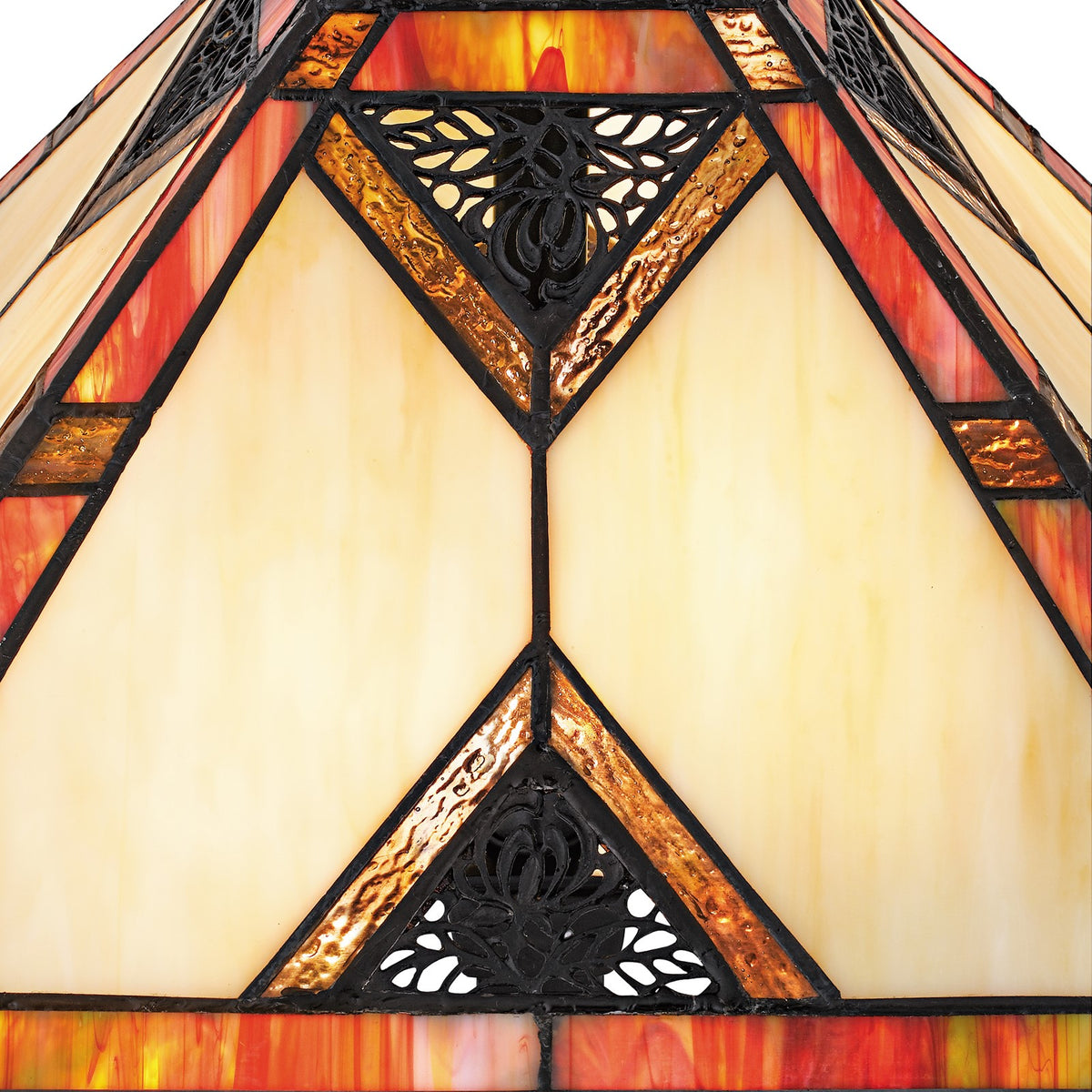 Quoizel Aiden 14in 2-Light Table Lamp | Tiffany Matte Black and Multicolor Art Glass | Living Room & Bedroom | 14 x 14 x 23.5 in | Model TF6816MBK