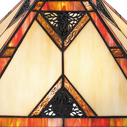 Quoizel Aiden 14in 2-Light Table Lamp | Tiffany Matte Black and Multicolor Art Glass | Living Room & Bedroom | 14 x 14 x 23.5 in | Model TF6816MBK