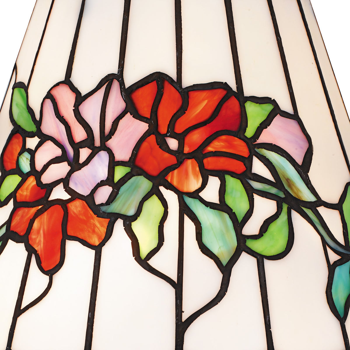 Quoizel Aurora 13in 2-Light Table Lamp | Tiffany Matte Black and Multicolor Art Glass | Living Room & Bedroom | 13 x 13 x 23.25 in | Model TF6817MBK