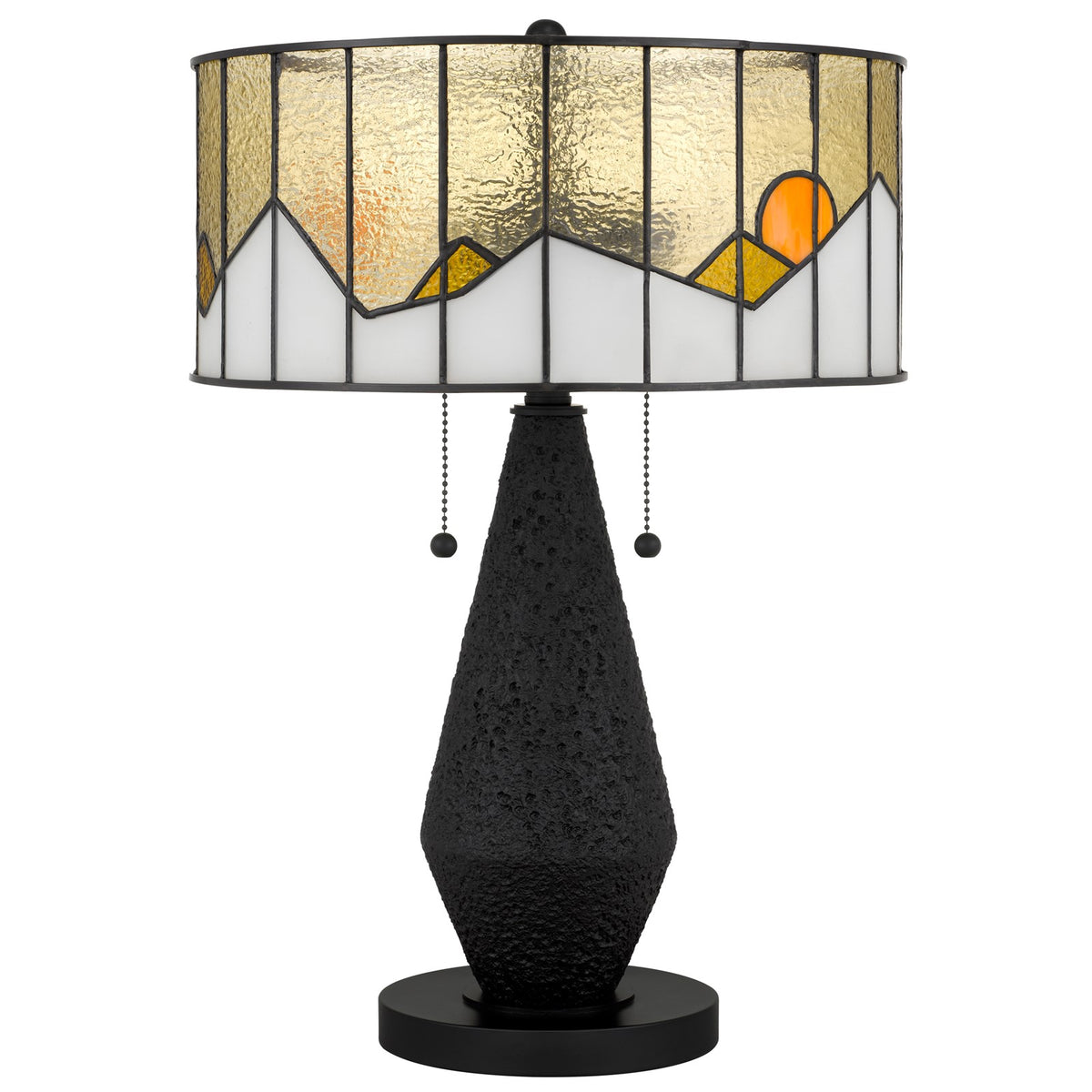 Quoizel Blackwood 16in 2-Light Table Lamp | Traditional Matte Black and Multicolor Art Glass | Living Room & Bedroom | Model TF6831MBK