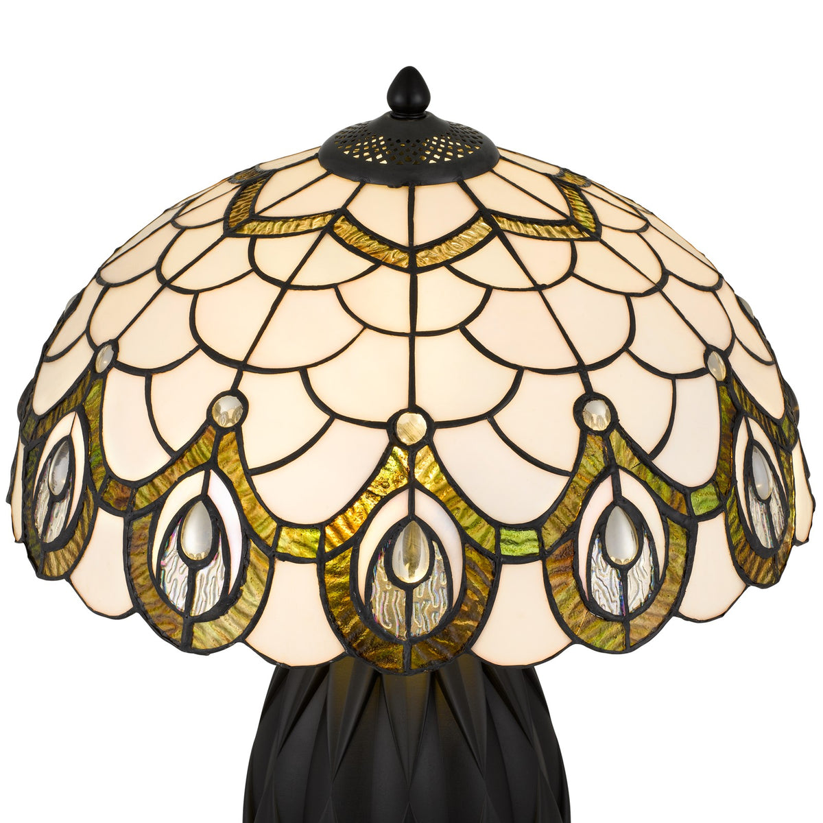 Quoizel Orla 16.25in 2-Light Table Lamp | Traditional Matte Black and Multicolor Art Glass | Living Room & Bedroom | Model TF6839MBK