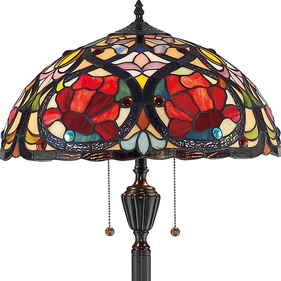 Quoizel 2 Light Larissa Tiffany Floor Lamp, Vintage Bronze