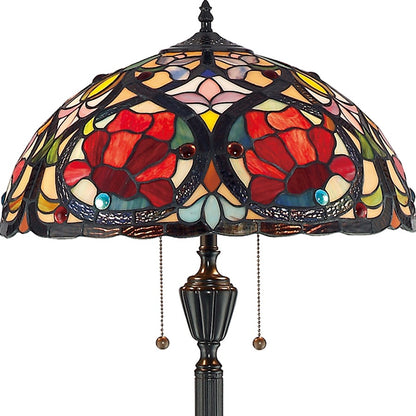 Quoizel 2 Light Larissa Tiffany Floor Lamp, Vintage Bronze