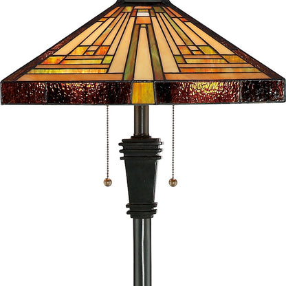 Quoizel 2 Light Stephen Tiffany Floor Lamp, Vintage Bronze