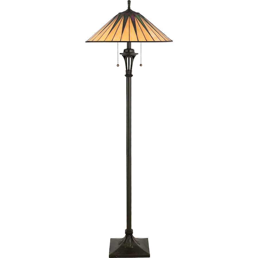 Quoizel 2 Light Gotham Tiffany Floor Lamp, Vintage Bronze