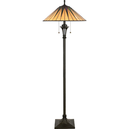 Quoizel 2 Light Gotham Tiffany Floor Lamp, Vintage Bronze