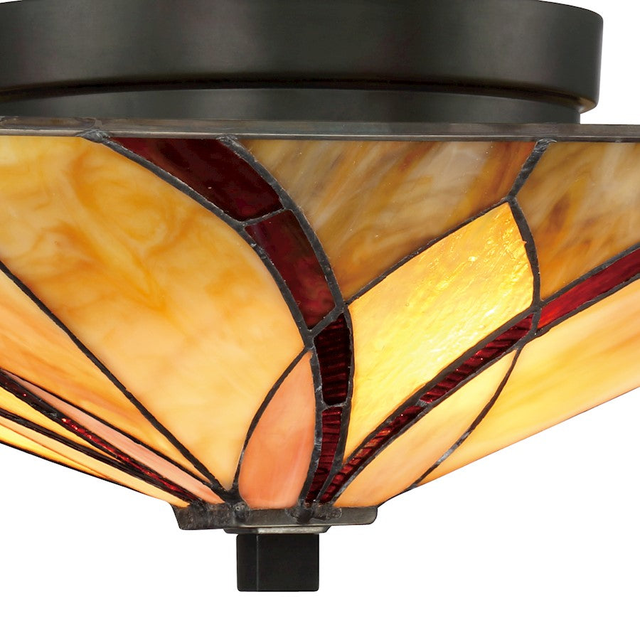 Quoizel Asheville 2 Light Flush Mount, Valiant Bronze