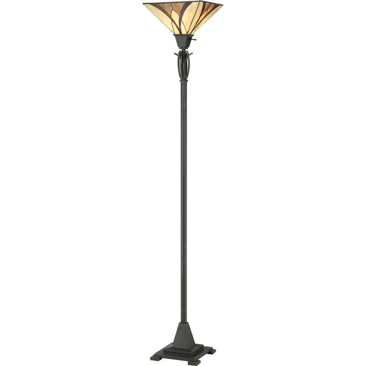 Quoizel Asheville 70in 1-Light Floor Lamp | Traditional Valiant Bronze and Multicolor Art Glass | Living Room & Bedroom | Model TFAS9470VA
