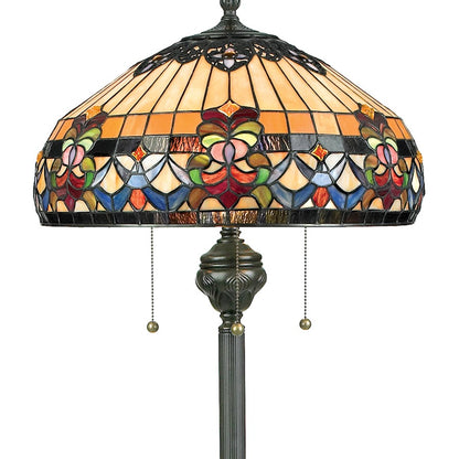 Quoizel 3 Light Belle Fleur Tiffany Floor Lamp, Vintage Bronze