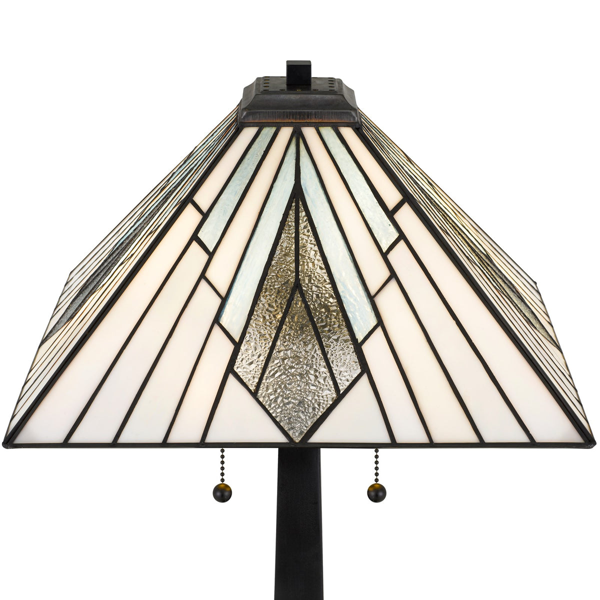 Quoizel Duvane 16in 2-Light Table Lamp | Tiffany Matte Black and Multicolor Art Glass | Bedroom & Living Room | 16 x 16 x 23.5 in | Model TFDV6323MBK