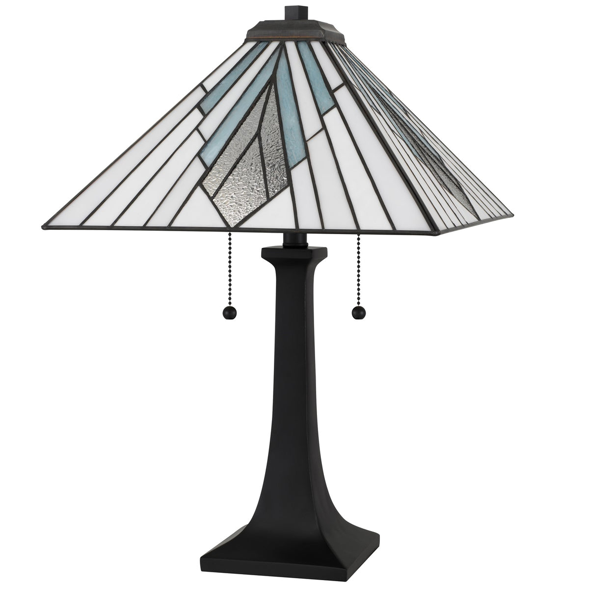 Quoizel Duvane 16in 2-Light Table Lamp | Tiffany Matte Black and Multicolor Art Glass | Bedroom & Living Room | 16 x 16 x 23.5 in | Model TFDV6323MBK