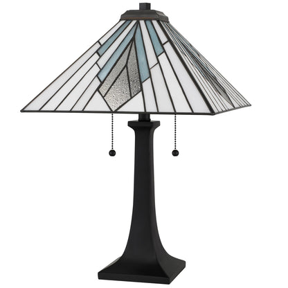 Quoizel Duvane 16in 2-Light Table Lamp | Tiffany Matte Black and Multicolor Art Glass | Bedroom & Living Room | 16 x 16 x 23.5 in | Model TFDV6323MBK