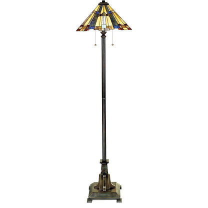 Quoizel 2 Light Inglenook Tiffany Floor Lamp, Valiant Bronze