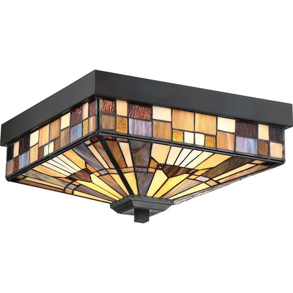Quoizel Inglenook 3 Light Flush Mount, Valiant Bronze