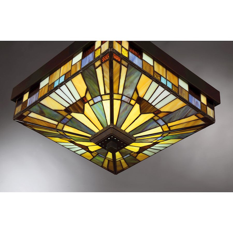 Quoizel Inglenook 3 Light Flush Mount, Valiant Bronze