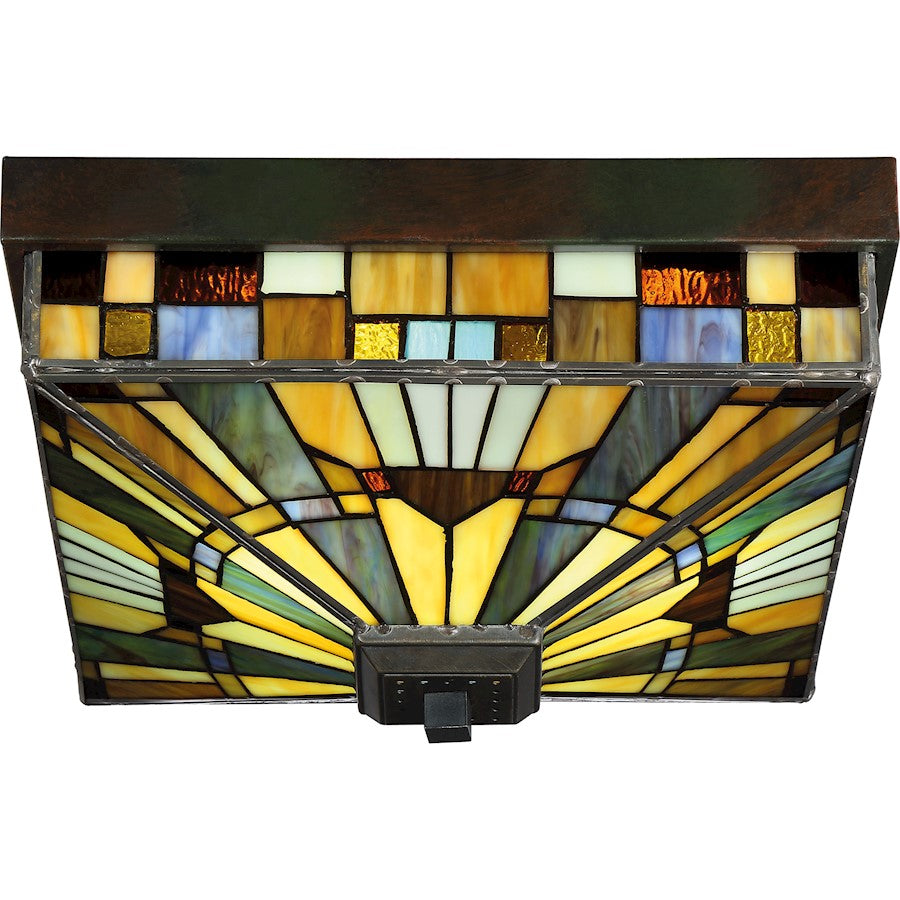 Quoizel Inglenook 3 Light Flush Mount, Valiant Bronze