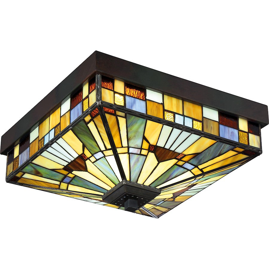 Quoizel Inglenook 3 Light Flush Mount, Valiant Bronze
