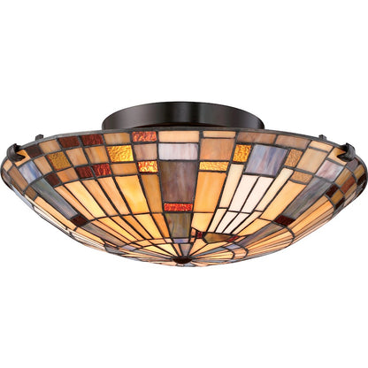 Quoizel Inglenook 2 Light Flush Mount, Valiant Bronze