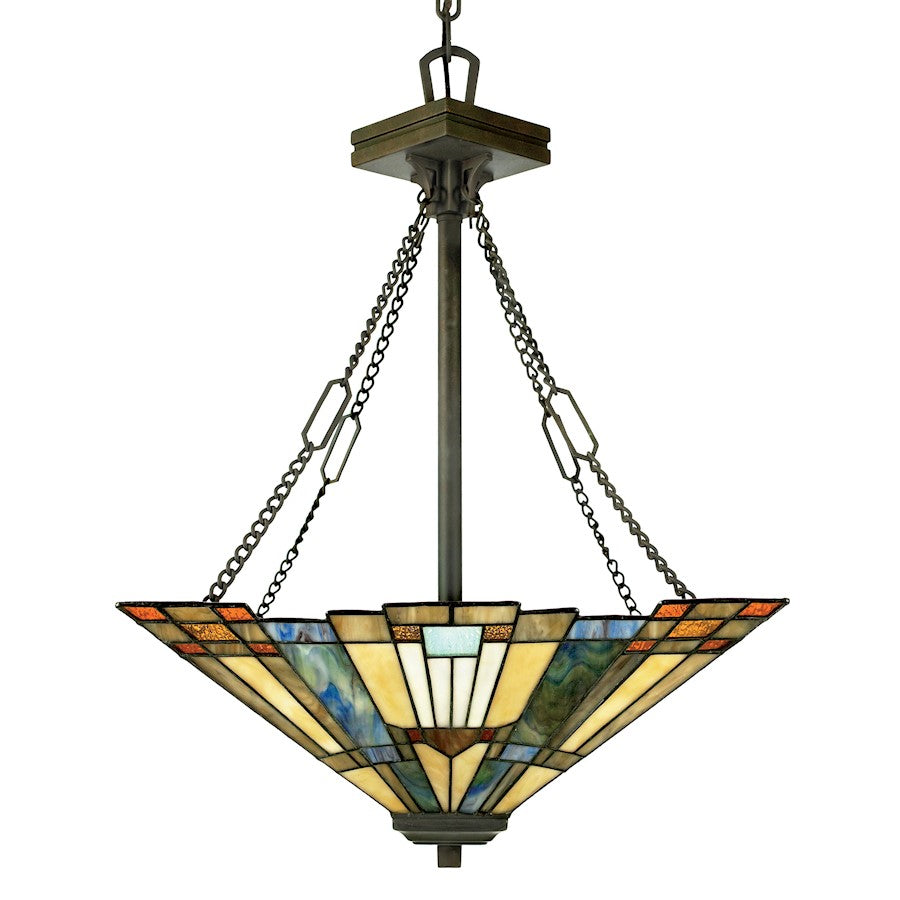 Quoizel 3 Light Inglenook Pendant in Valiant Bronze