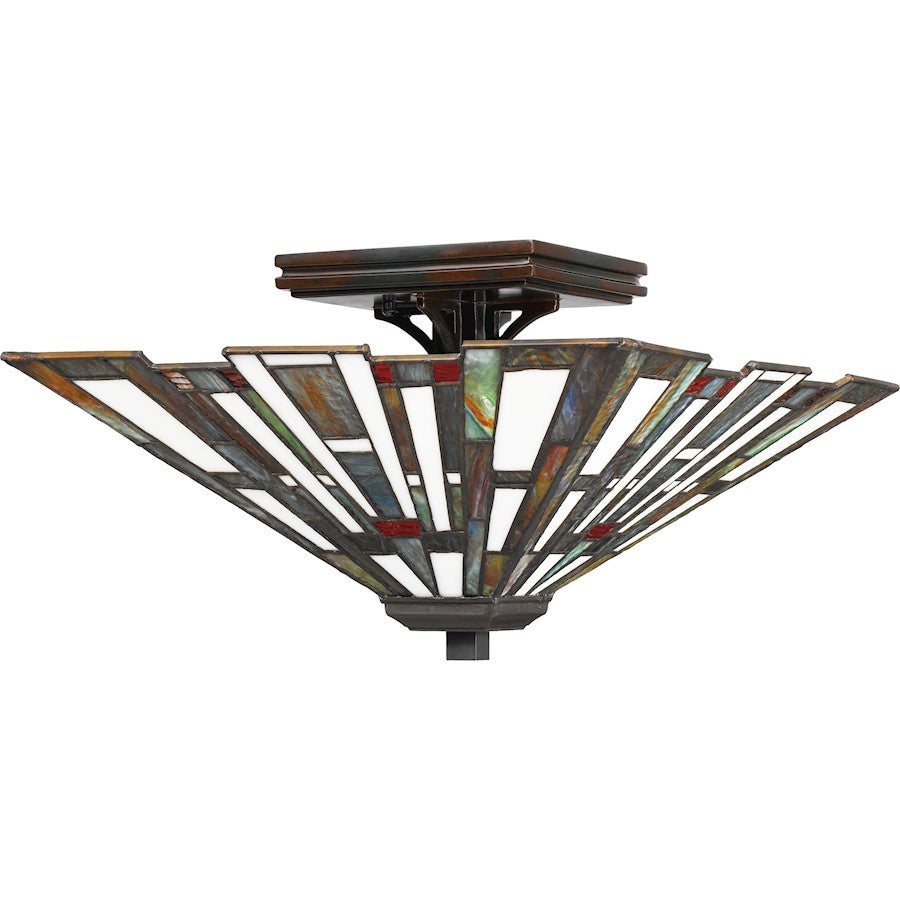 Quoizel Maybeck 2 Light Flush Mount, Valiant Bronze
