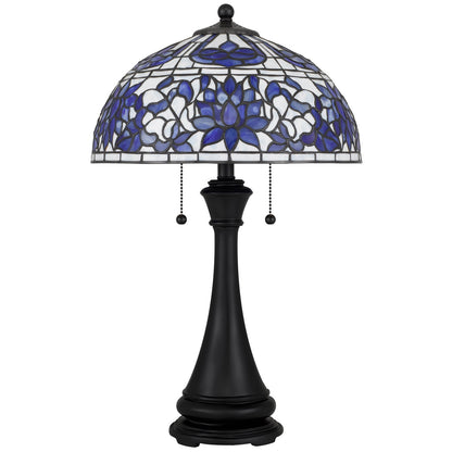 Quoizel Wisteria Bloom 16in 2-Light Table Lamp | Tiffany Matte Black and Multicolor Art Glass | Living Room & Bedroom | Model TFNR6325MBK