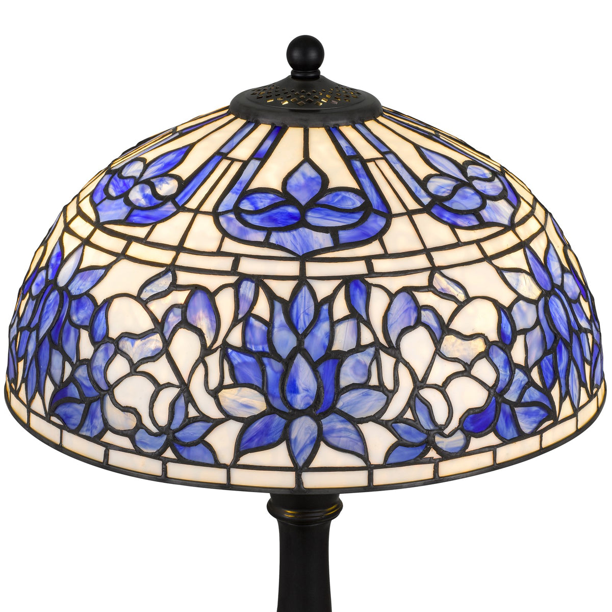 Quoizel Wisteria Bloom 16in 2-Light Table Lamp | Tiffany Matte Black and Multicolor Art Glass | Living Room & Bedroom | Model TFNR6325MBK
