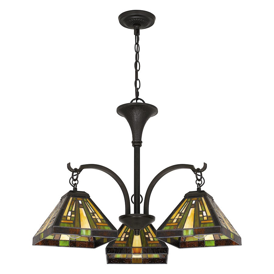 Quoizel 3 Light Stephen Chandelier, Vintage Bronze