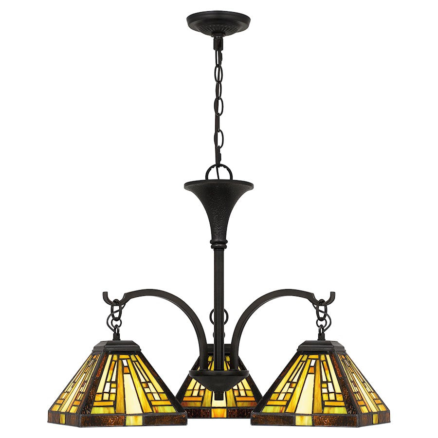 Quoizel 3 Light Stephen Chandelier, Vintage Bronze