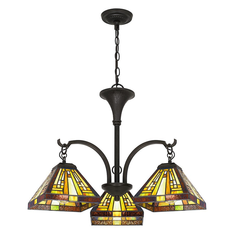 Quoizel 3 Light Stephen Chandelier, Vintage Bronze
