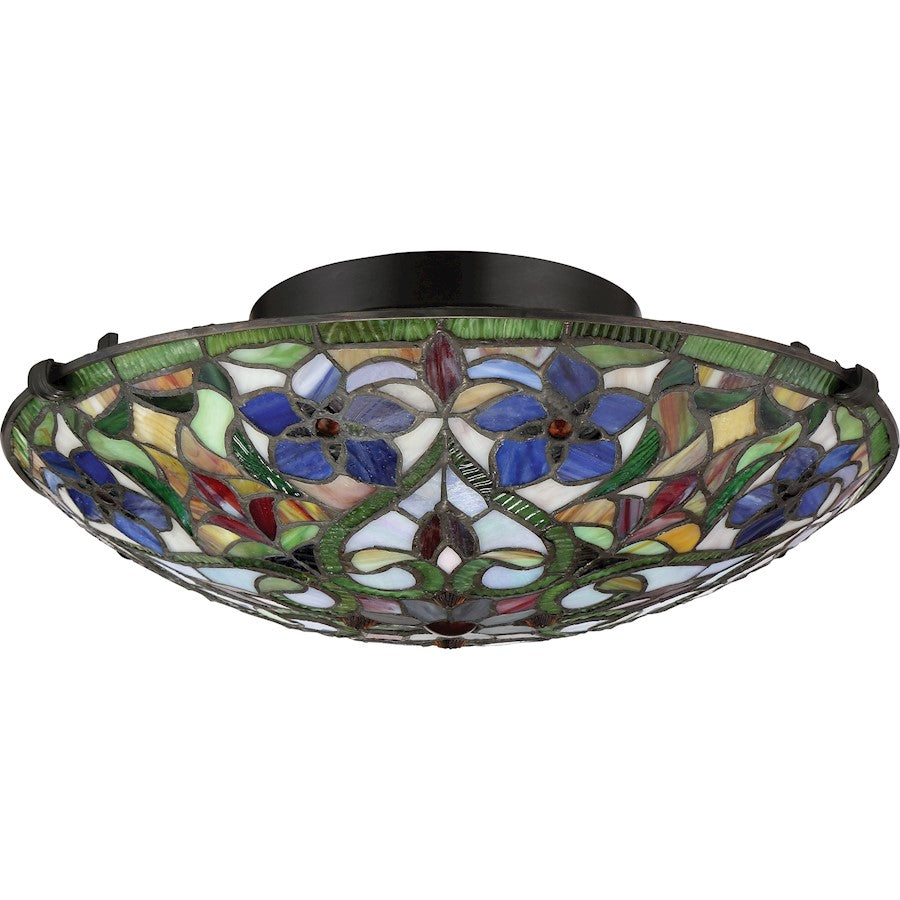 Quoizel Violets 2 Light Flush Mount, Large, Vintage Bronze