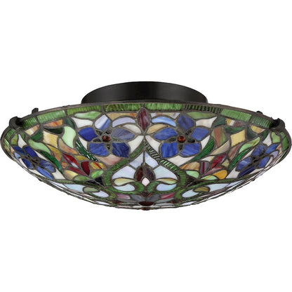 Quoizel Violets 2 Light Flush Mount, Large, Vintage Bronze
